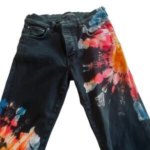 AMIRI: Men's Skinny Fit Stretch Black Tie Dye Jeans - 30